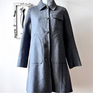 CARVEN Minimalist Gray Wool Cashmere Scandi Girl Coat Size 34 US S